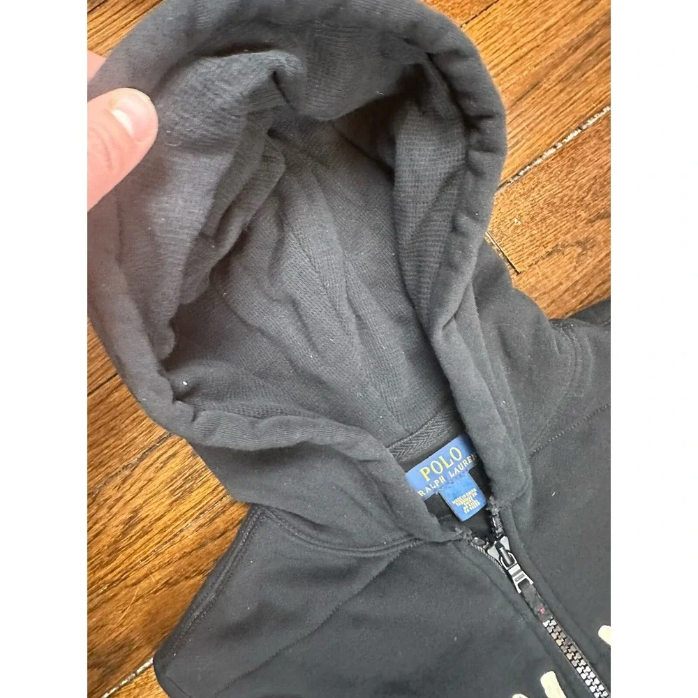 Polo Ralph Lauren Hooded Vest Men's Medium Black New York Quilted Padded *Read